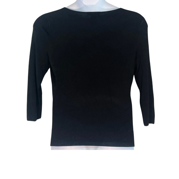 Sweater Works Sz XL Pullover Sweater Top Sequin Tiger Applique Black Slinky Knit - Picture 3 of 9